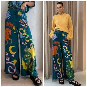 Trendsetter abstract print wide leg pants sz XXL